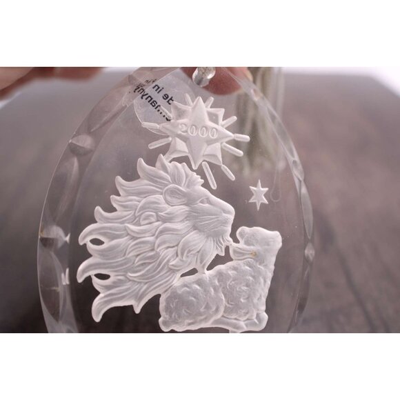 Lenox Crystal Ornament Lion Lamb Isaiah 11:6 Made in Germany Year 2000 Vintage - Picture 7 of 10